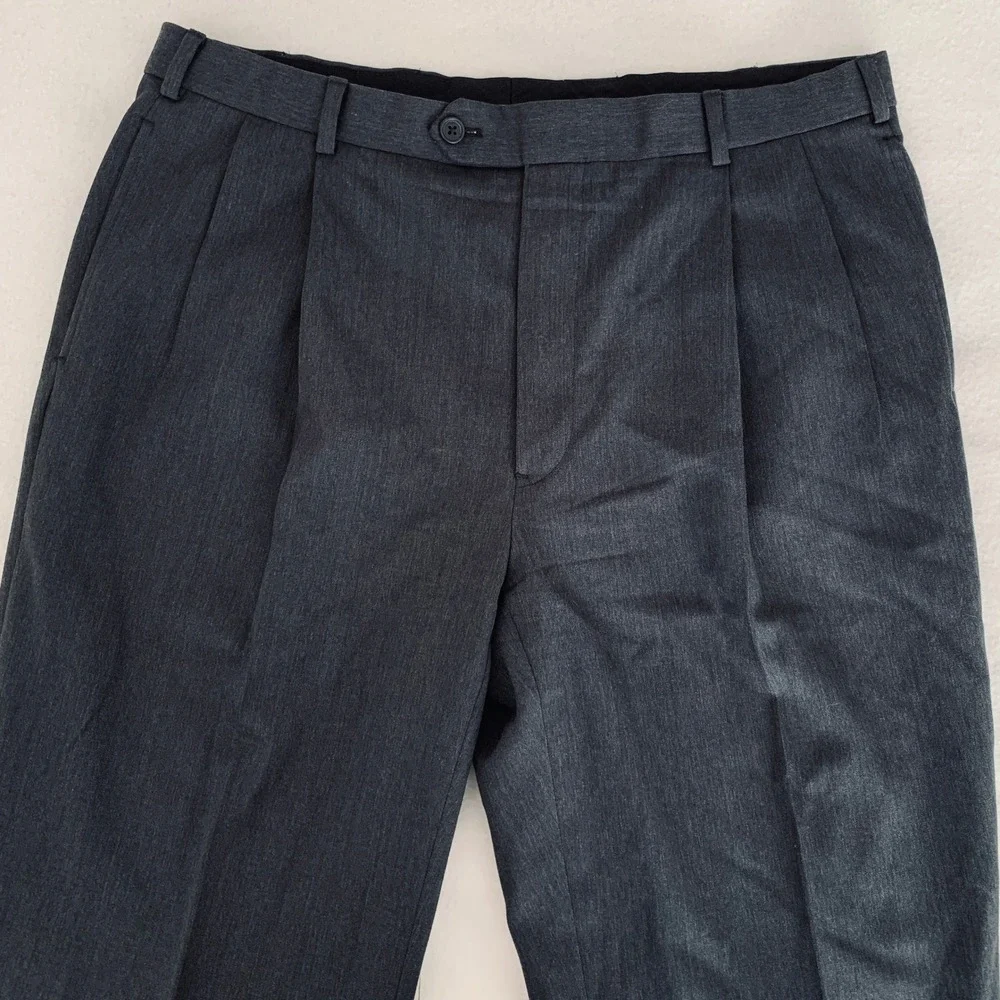 Brooks Brothers Dress Pants Men 36x32 Charcoal Grey Pleated Madison Fit Wool